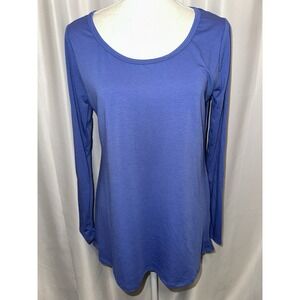 Lularoe Top Womens Size M Long Sleeve Blue Pullover Round Neck Hi-low Comfy